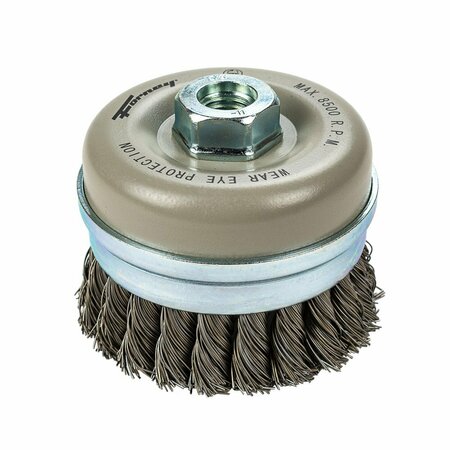 FORNEY Command PRO Cup Brush, Knotted with Bridle, 4 in x .020 in x 5/8 in-11 72832